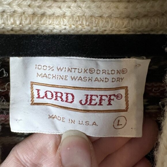 Vintage Lord Jeff Cardigan Alpaca Pattern Size Large striped knit western - Picture 6 of 9